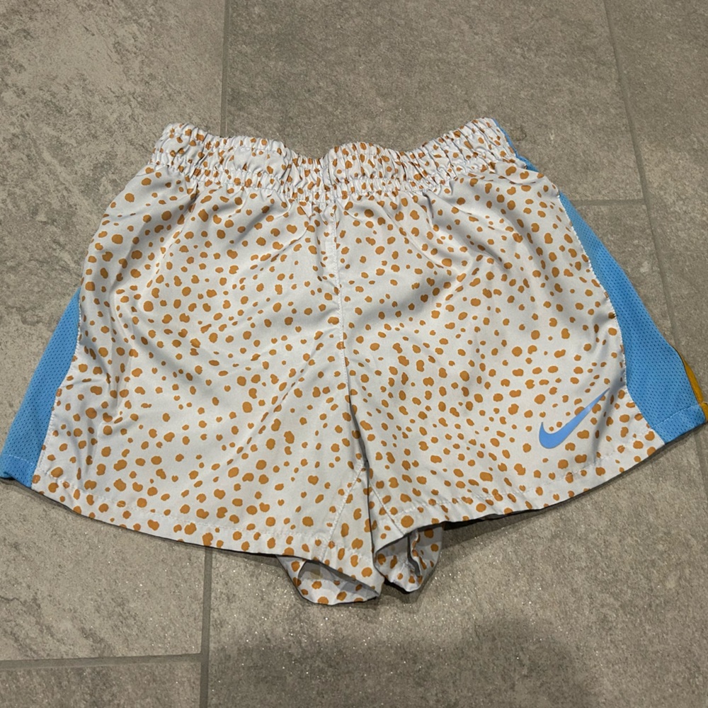 Youth Nike White and Blue Polka Dot Shorts - M